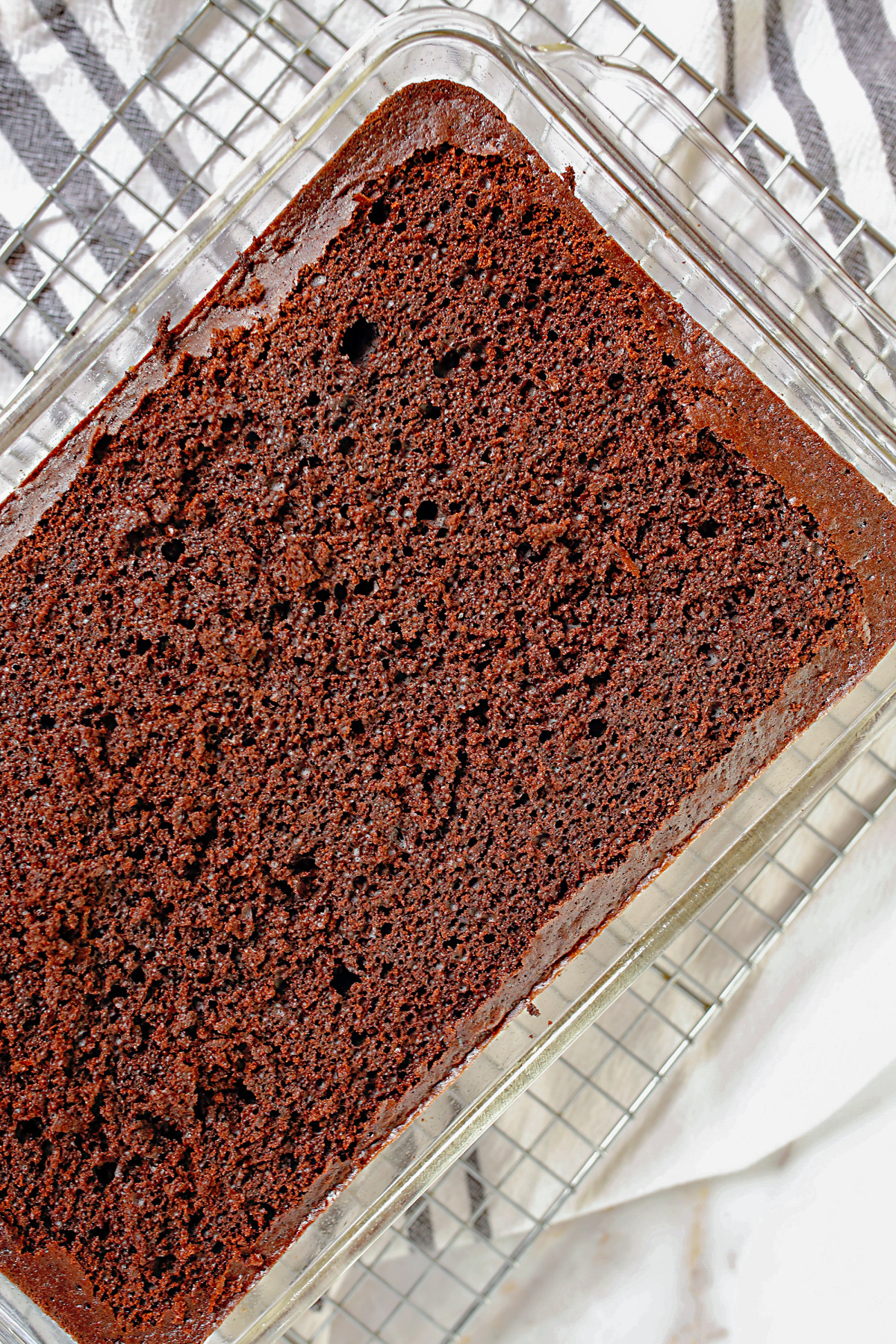 chocolate cake with the top scraped off