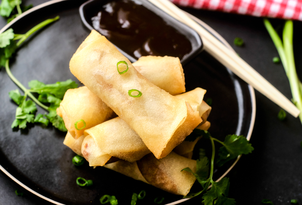 chicken and vegetable spring rolls