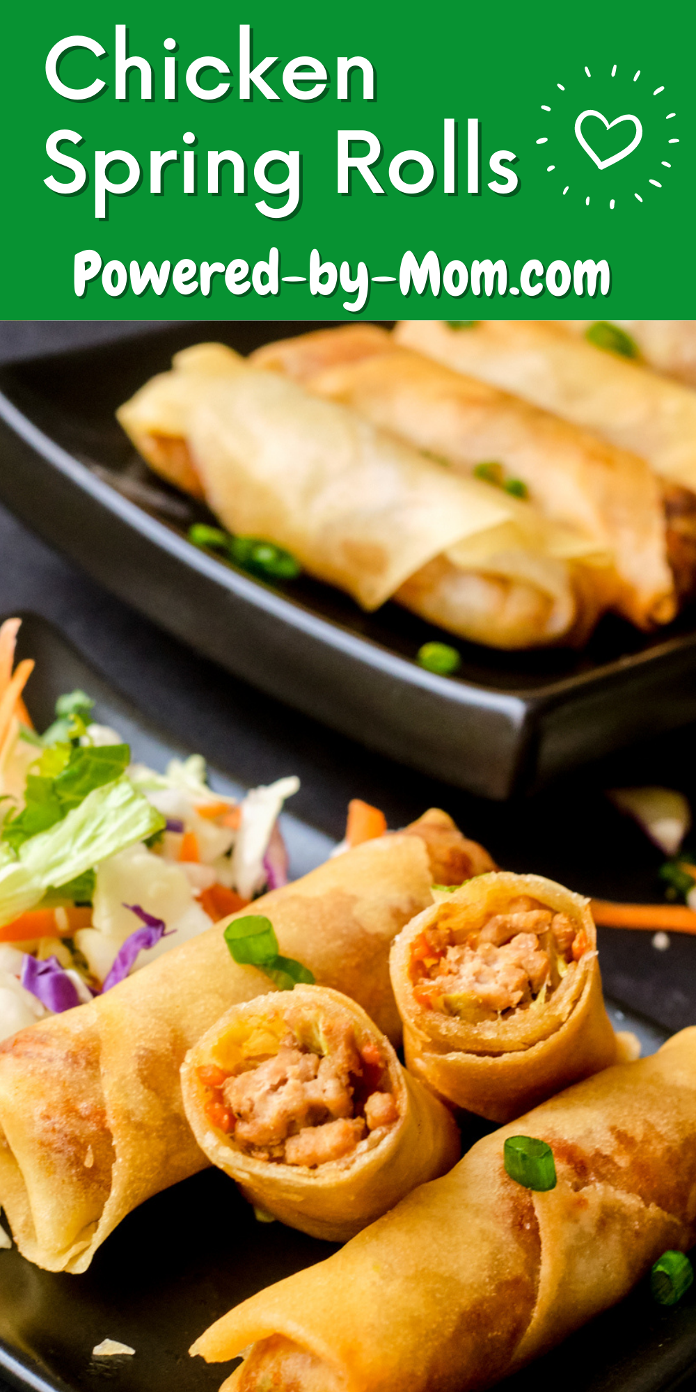 This chicken spring roll recipe is a great addition to any holiday celebration whether it's just you and your close family and friends or a larger gathering or just because you want something yummy. Everyone enjoys these spring rolls so you might want to make some extras (hint, hint).